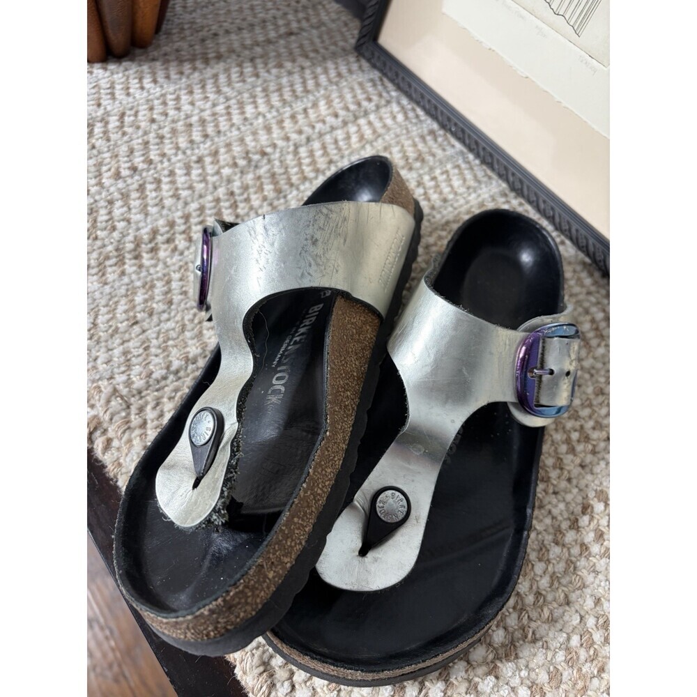 Birkenstock Womens Gizeh Thong Sandals Metallic Silver US8/EU38 Wide/Regular Fit - Picture 6 of 13